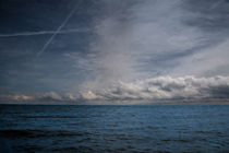 Contrails And Rainclouds Over Lake Michigan by John Bailey
