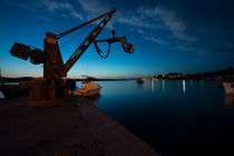 Sibinek boat crane at dusk  by Rob Hawkins