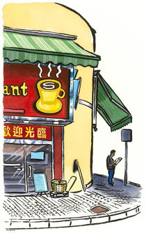 Coffee shop, Tai Po market, Hong Kong von Michael Sloan