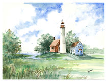 Vintage Tawas Point Lighthouse by Robin (Rob) Pelton