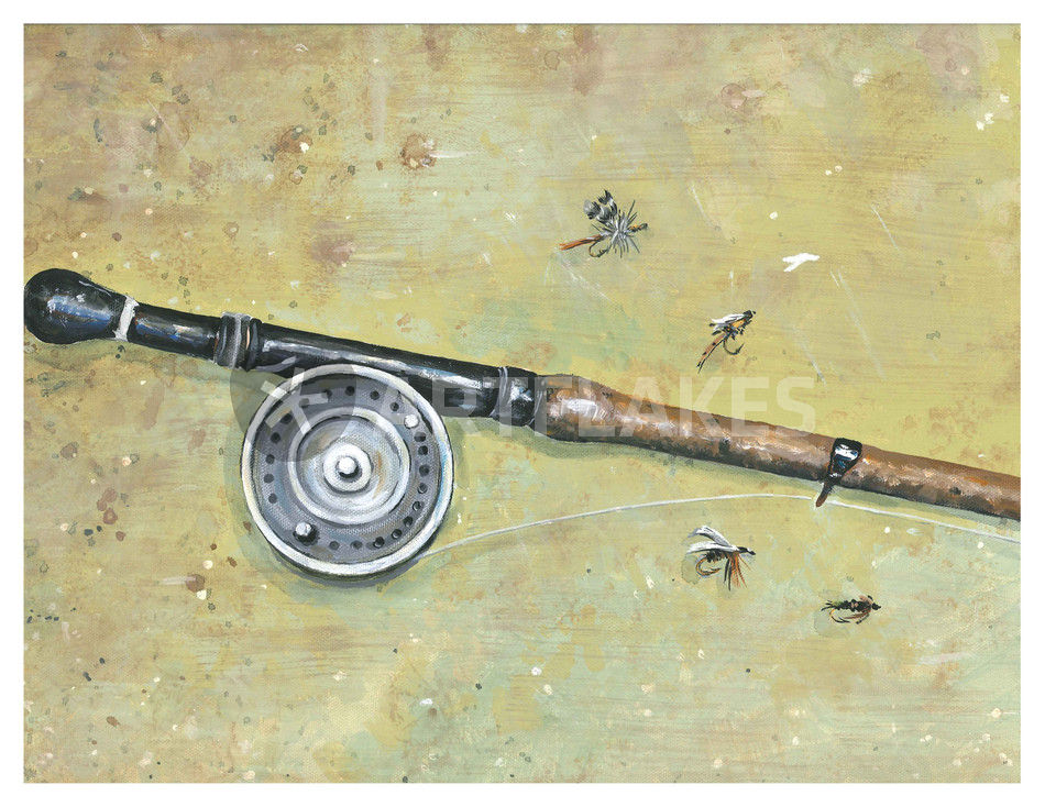 Vintage Fly Fishing Gear Painting art prints and posters by Robin (Rob)  Pelton 