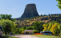 Camping Under The Shadow Of Devils Tower by John Bailey