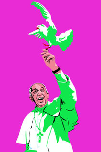 Papst mit Taube Pink von Robert Bodemann