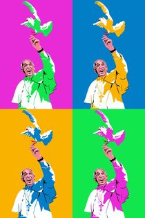 Papst mit Taube Pop Art Mix by Robert Bodemann
