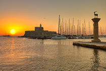 The sunrise at the old port of Rhodes, Greece by Constantinos Iliopoulos