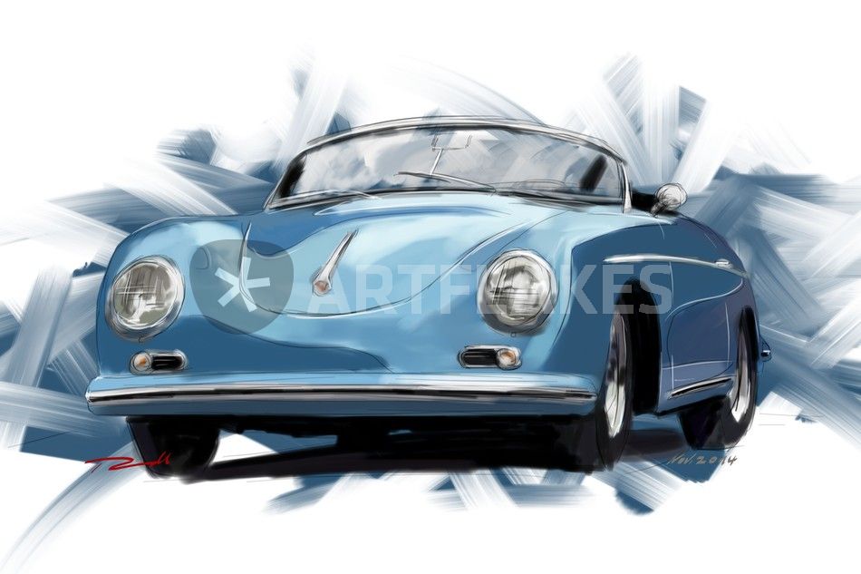 Porsche 356 A speedster Fine Art Print-A3 Tamaño Imagen Coche Deportivo Arte 1955-58 