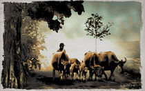 Der Bauer und das Vieh -The farmer and cattle- von Wolfgang Pfensig