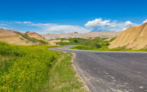 Drive Through The Yellow Mounds Of The Badlands by John Bailey