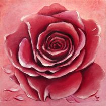Rote Rosenblüte  - Blumenmalerei handgemalt von Marita Zacharias