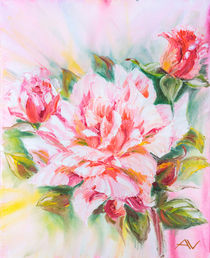 Beautiful rose, oil painting on canvas by valenty