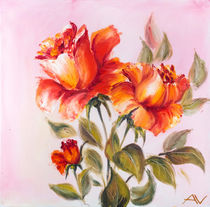 Beautiful roses, oil painting on canvas by valenty