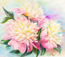 Peonies, oil painting on canvas by valenty