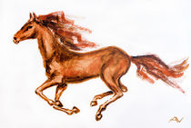 Horse in motion, watercolor painting by valenty
