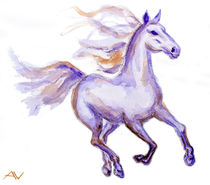Horse in motion, watercolor painting by valenty