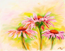 Echinacea, oil painting by valenty