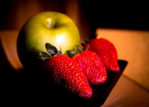 Green apple and strawberries by Gema Ibarra