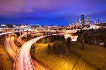 Seattle skyline at night by Sara Winter