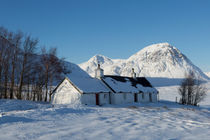 Scottish Cottage and Mountain in the Snow by Derek Beattie