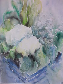 Korb mit Hortensienblüten by Dorothy Maurus