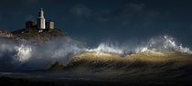 Light on a wave at Bracelet Bay by Leighton Collins