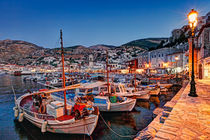 The harbor of Hydra by night, Greece by Constantinos Iliopoulos
