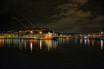 Ancona harbour at night. by Colin Metcalf