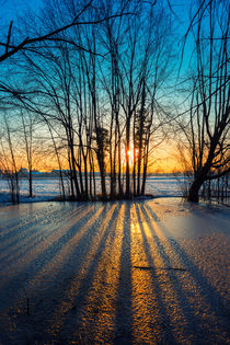 Sunset on frozen pond by Giordano Aita