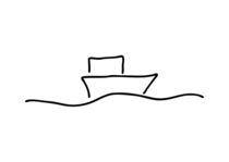 Boot oder Schiff auf Reise auf dem Meer von lineamentum