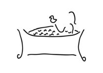 Frau in der Badewanne mit Ente by lineamentum