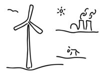 Neue Energie Umweltschutz Windenergie Windrad vor Atomkraftwerk von lineamentum