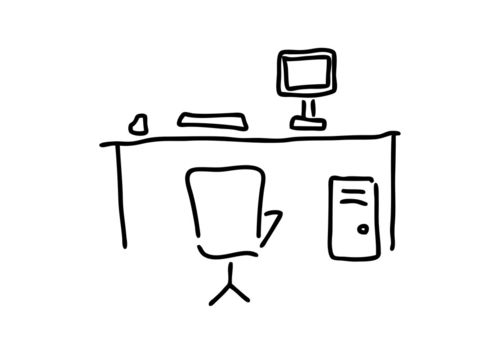 Schreibtisch-mit-computer-pc-tastatur-maus-stuhl