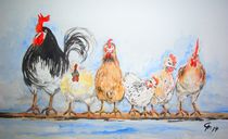 Hühner mit Hahn von Christine  Hamm