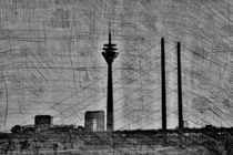 Düsseldorf Skyline schwarz-weiss by leddermann