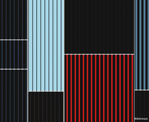 Geometrisch-abstrakte Komposition in Schwarz, Blau, Rot, Weiß und Braun von badrig