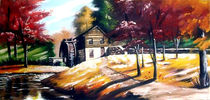 Water Mill house in autumn von artsoni