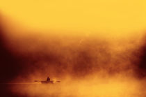 fisher boat floating in fog by Arletta Cwalina