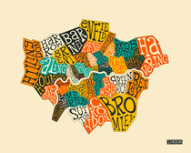 LONDON BOROUGHS TYPOGRAPHY MAP by jazzberryblue