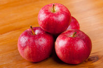 fresh ripe red apples dewed by Arletta Cwalina