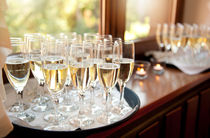 Wedding banquet champagne glasses by Arletta Cwalina