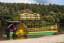 Sternwheeler moored on river strand by Arletta Cwalina