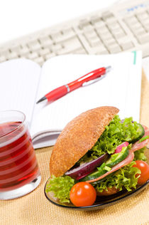 Sandwich with vegetables and juice by Arletta Cwalina