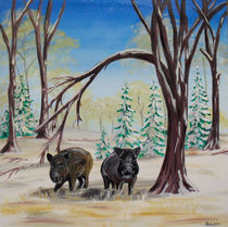 Wildschweine im Winter by Barbara Kaiser
