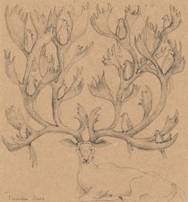 Deer with birds by Elisaveta Sivas