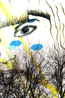 berlin street art behind trees  by mateart