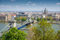 Kettenbrücke Donau und Stadtteil Pest - Budapest Ungarn von Matthias Hauser