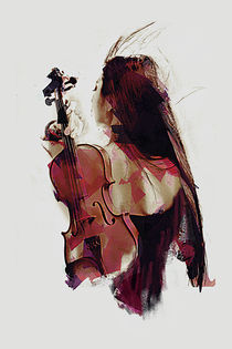 Woman with Violin by Galen Valle