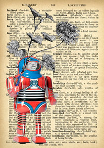 Vintage dictionary poster, "The Robot" von Gloria Sánchez