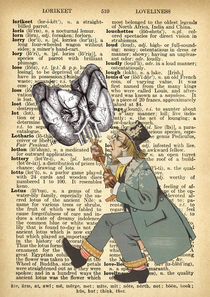 Vintage dictionary poster, "Under the rain" von Gloria Sánchez