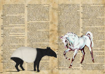 Vintage dictionary poster, "The horse and the stranger" by Gloria Sánchez