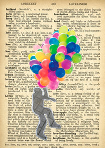 Vintage dictionary poster, "Balloon man" by Gloria Sánchez